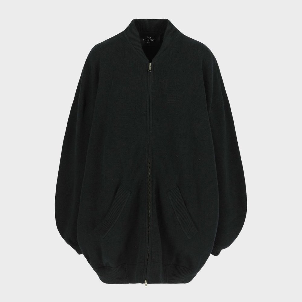 I‎ Love Mr. Mittens • Oversized Knitted Bomber in black
